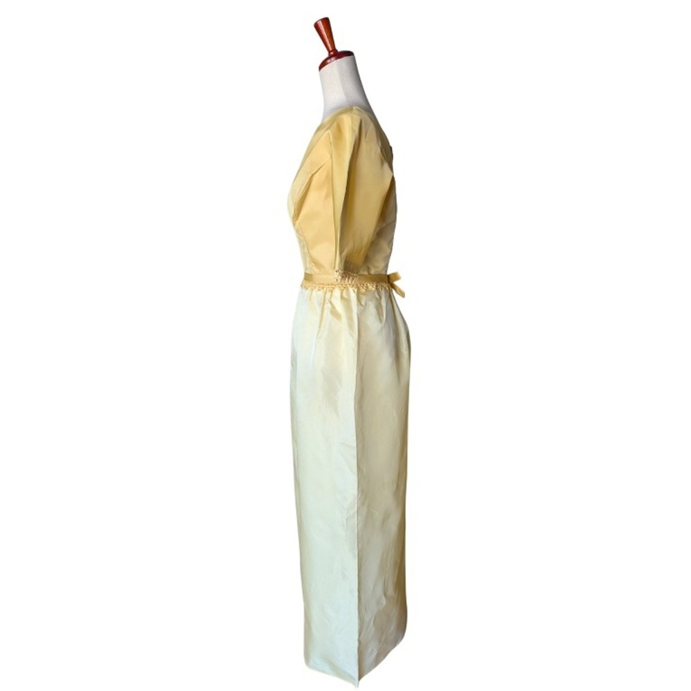 Vintage Harry Keiser Yellow Two Tone Formal Evening Gown Bow Accent MCM Dress - Picture 4 of 7